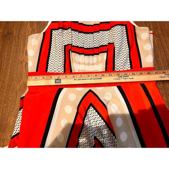 Eliza J Halter Maxi Dress Geometric Print Orange Beige Size 14 Wedding Resort - Picture 7 of 8